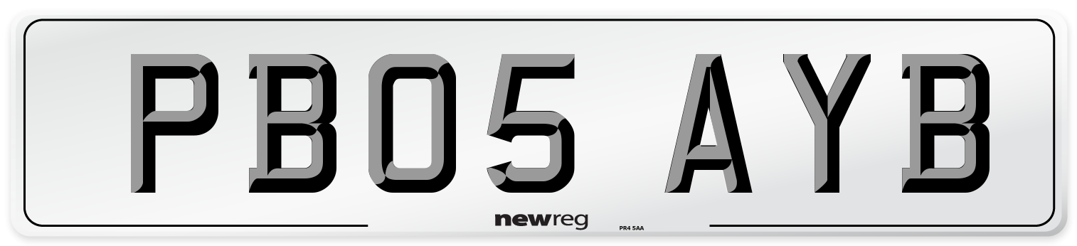 PB05 AYB Number Plate from New Reg